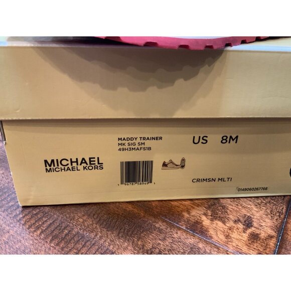 Michael Kors Maddy Color-Block Signature Logo Trainer Crimson Red, Size 8 - Picture 11 of 11